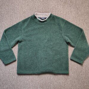 Vintage EARLY WINTERS Pullover Men M Green Sherpa Fleece Polyester Blend Outdoor